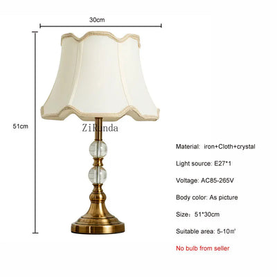 American Style Imitation Copper Crystal Bedside Lamp