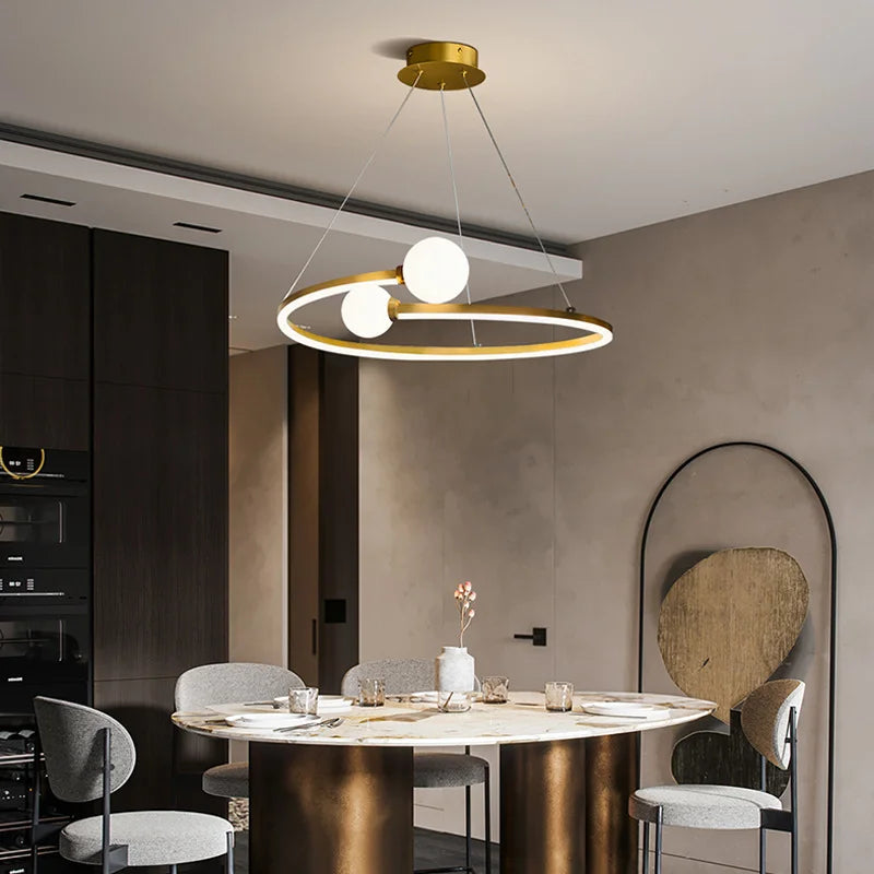 Modern Nordic Ring LED Ceiling Chandelier - Gold Pendant Lamp