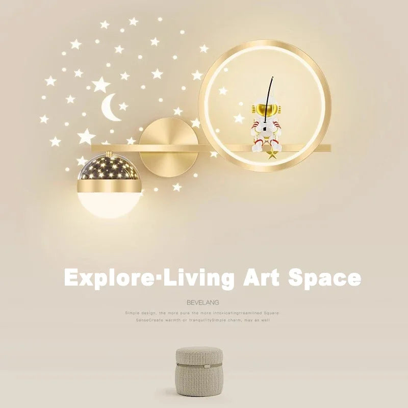 Space Astronaut LED Star Projector Wall Lamp for Children's Bedroom