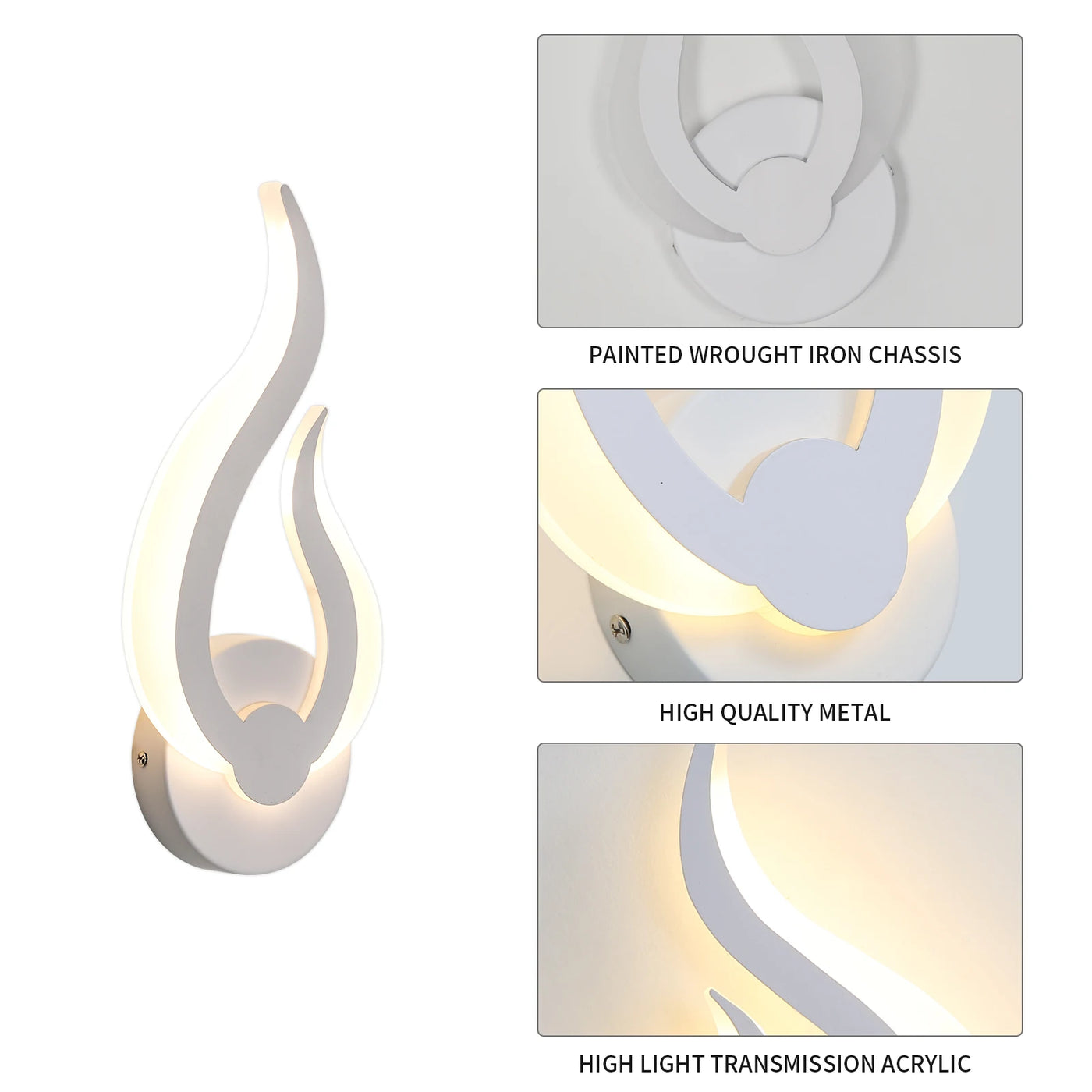 Modern Flame-Shaped LED Wall Sconce – Warm 3000K Indoor Lighting Fixture