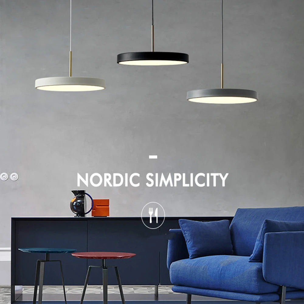 Northern Europe Minimalist Metal Pendant Light: Modern Round Saucer Hanging Lamp for Dining and Bedroom Decor