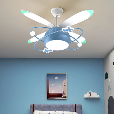 Kid's Bedroom Ceiling Fan Lamp – Cartoon LED Chandelier Light for Girls and Boys