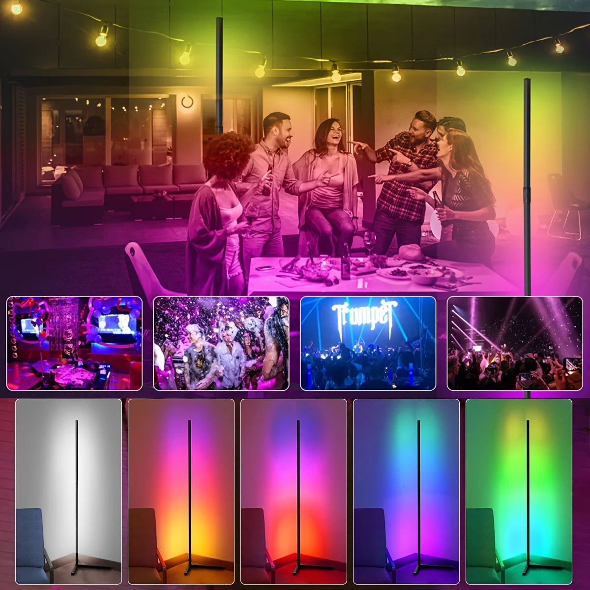 63-inch RGB LED Light Bar | Bluetooth Music Rhythm Floor Lamp