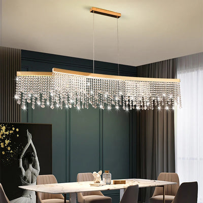 High End Designer Crystal Water Curtain Pendant Chandelier for Foyer Dining Room Hotel Hall Home Decor Staircase LED Lighting