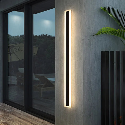 Modern LED Waterproof IP65 Outdoor Long Wall Lamp Villa Wall Light Garden Porch Sconce Light 110V 220V Black Sconce Luminaire