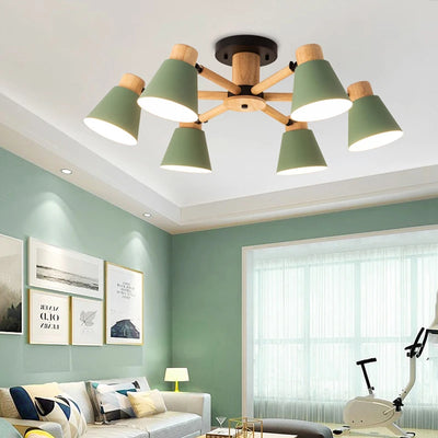 Nordic Solid Wood Chandelier - Modern Ceiling Lamp with E27 Bulb for Living Room, Bedroom, Hotel, Restaurant