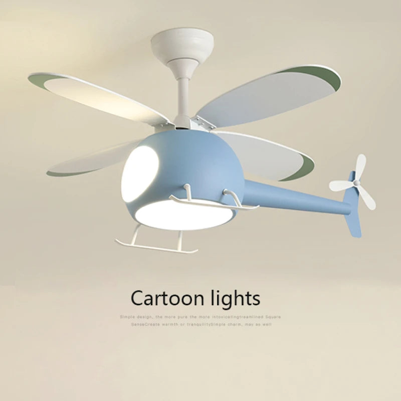 Cartoon LED Ceiling Lamp Helicopter Fan Chandelier for Children's Room Living Room Bedroom Indoor Lighting Fixture Luster