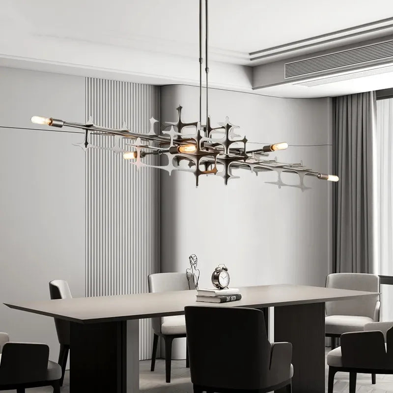 Retro Industrial Chandelier - Luxury Stainless Steel Lighting Fixture for Restaurants and Living Spaces