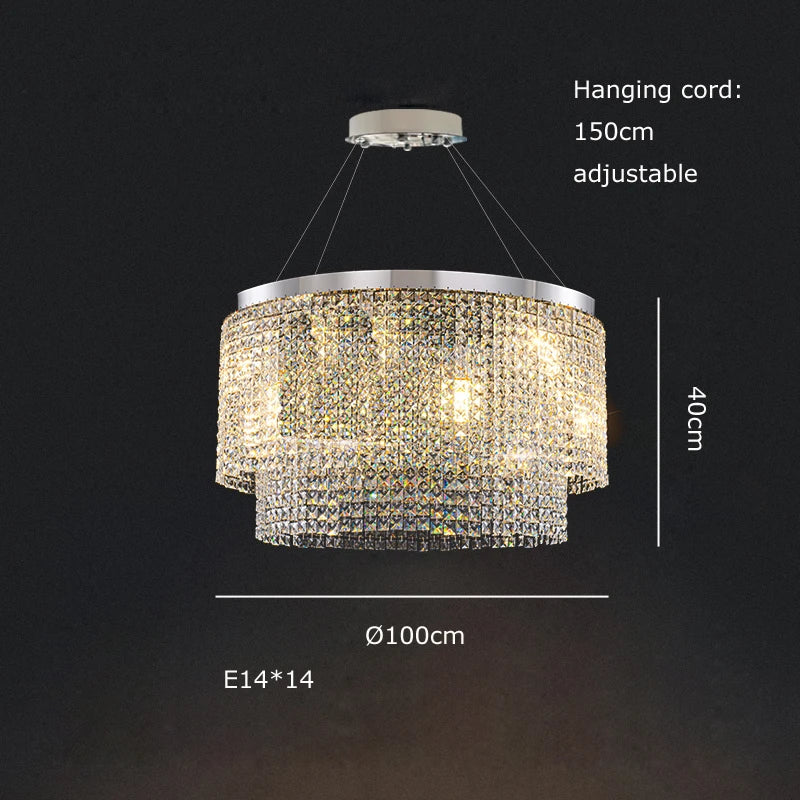 Opulent Crystal Tassel Ceiling Chandelier - A Golden Statement Piece for Luxurious Dining Spaces