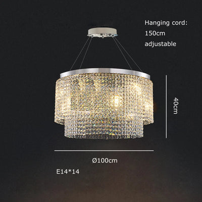 Opulent Crystal Tassel Ceiling Chandelier - A Golden Statement Piece for Luxurious Dining Spaces