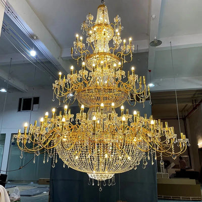 Exquisite Custom-Made Traditional Large Crystal Candle Chandelier for Luxury Hospitality and Residential Settings