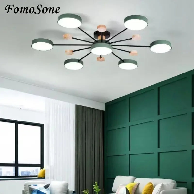 Modern LED Wooden Chandelier - Stylish Indoor Ceiling Light Fixture for Living Room, Bedroom, Study, and Dining Room