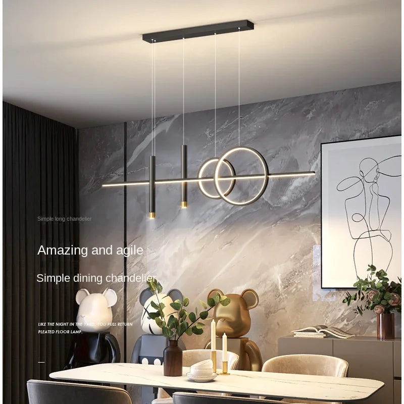 Modern Minimalist Nordic Restaurant Chandelier - Black