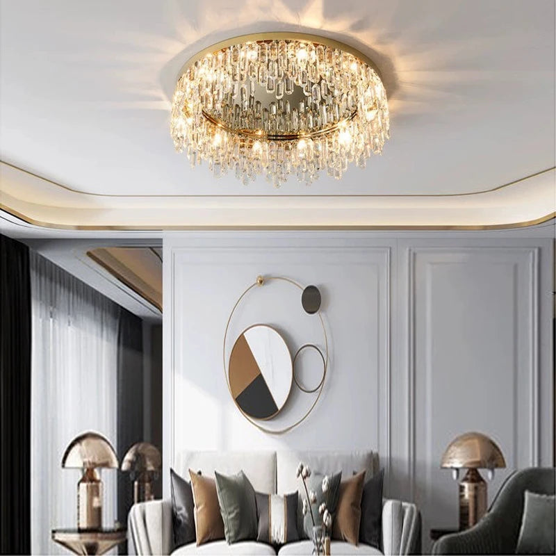 2024 Luxury Crystal Ceiling Light - Elegant Lustres for Bedroom and Living Room Decor