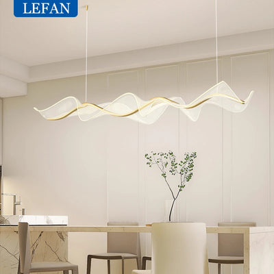 Nordic Creative LED Chandelier: Modern Wave Design for Stylish Illumination