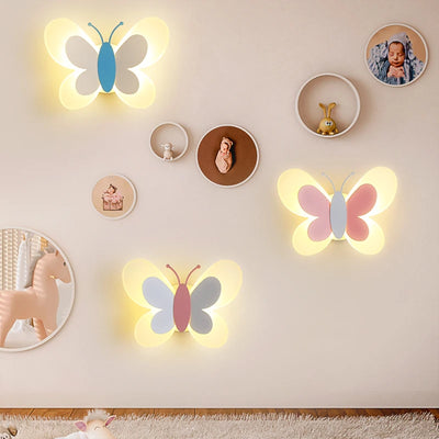 Pink Butterfly Wall Lamp - Nordic LED Sconce for Girl's Room, Living Room, Bedside