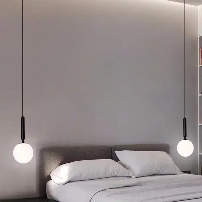 Glass Ball LED Pendant Lights - Modern Chandelier for Bedroom Decor