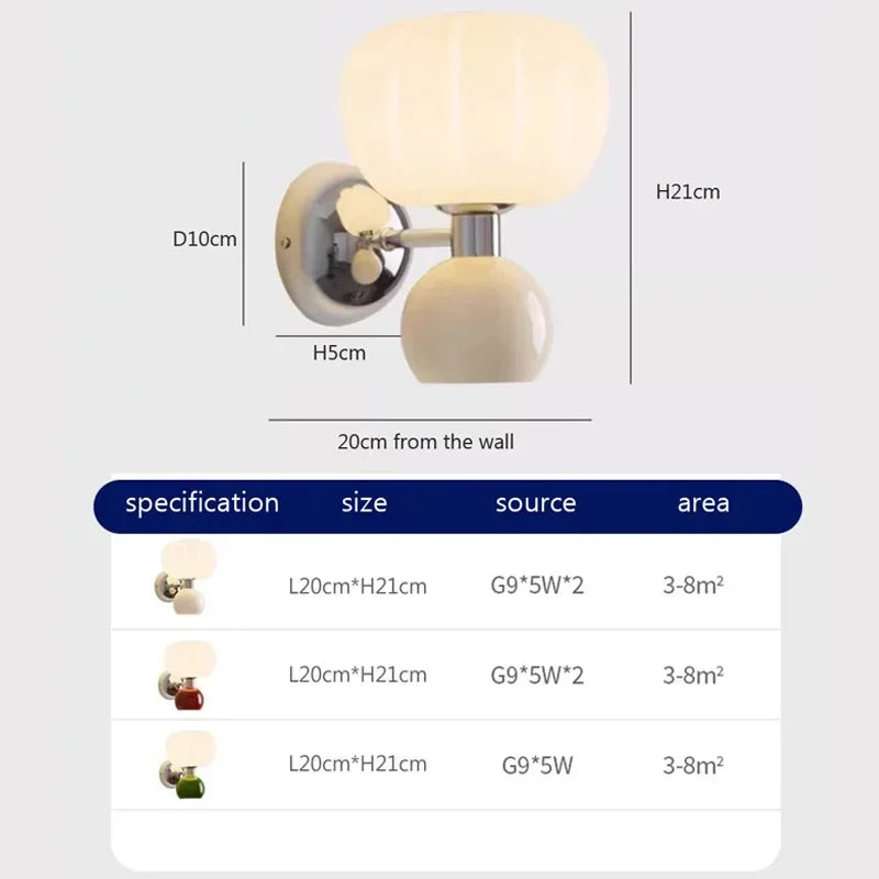 Modern LED Wall Lamps - Cream Breeze Pumpkin Sconces for Bedroom, Living Room