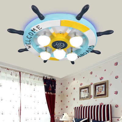 European-style Ocean Rudder Ceiling Lamp: A Nautical Touch for Your Children's Room