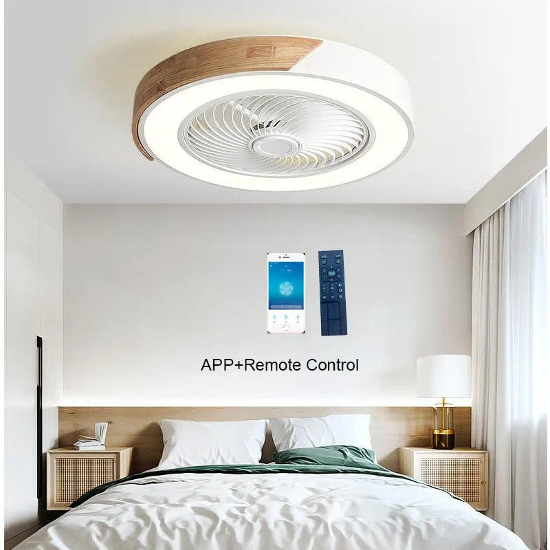 Smart Ceiling Fans With Light For Living Room Dining Room Blades Reversible 6 Speeds 52CM Fans Lighting 36W Low Floor