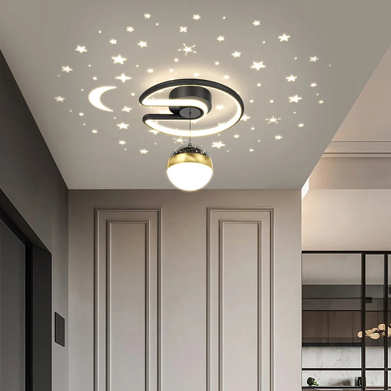 Black Gray 28W LED Ceiling Light For Hallway - Glass Ball Shades Foyer Aisle Indoor Lighting Luminaire Lustre Star Effect Dropship