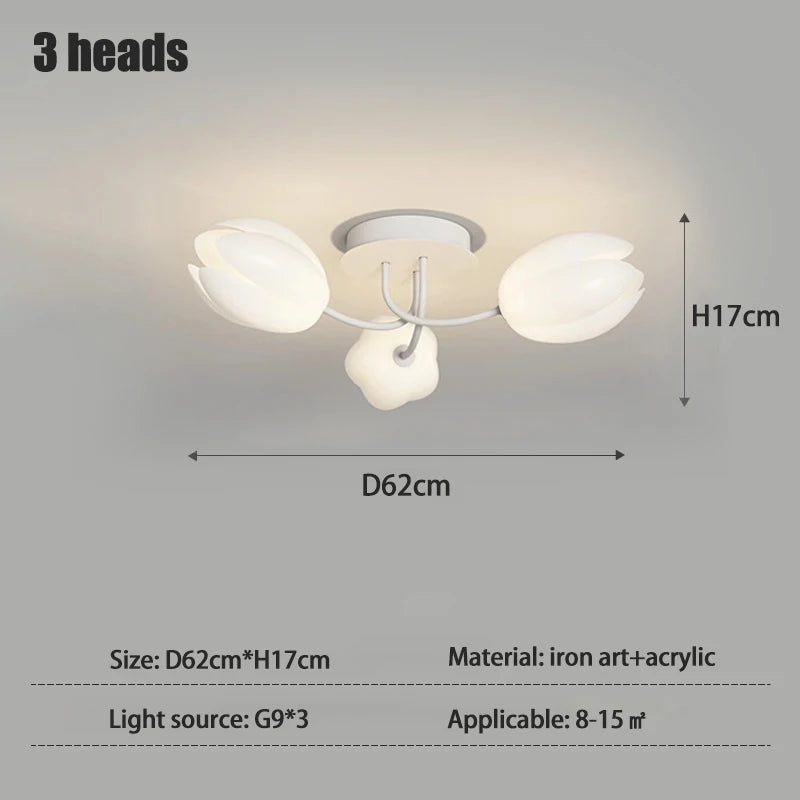 Nordic White Lily Blossom LED Chandeliers - Lamparas De Techo Ceiling Light