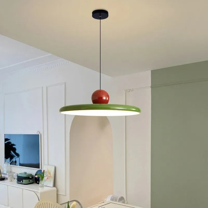 Nordic LED Pendant Light - Cream Wind Flying Saucer Lamps for Living Room, Bedroom, Bedsides, and More