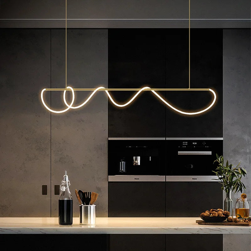 200CM LED Chandelier - Modern Linear Pendant Light for Living Room and Dining Area