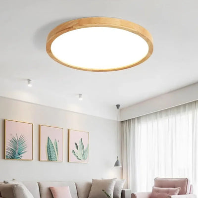 Nordic Ultrathin LED Ceiling Lights for Living Room Bedroom Study Coffee Shop - Wooden Ceiling Lamps Wood Fixture Illumination