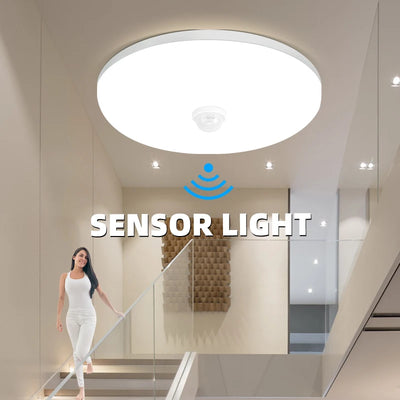 LED PIR Motion Sensor Ceiling Lamp - Modern Light Fixtures for Bedroom, Living Room, Stairs Lighting