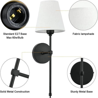 Modern American LED Wall Lamp with Cloth Lampshade