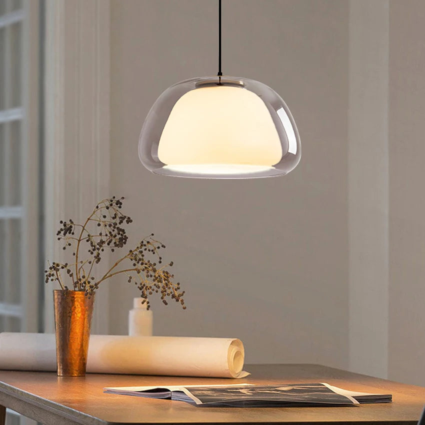 Sleek Denmark Design Glass Pendant Lamp - Modern Lighting Fixture for Living, Dining, and Bedroom Spaces