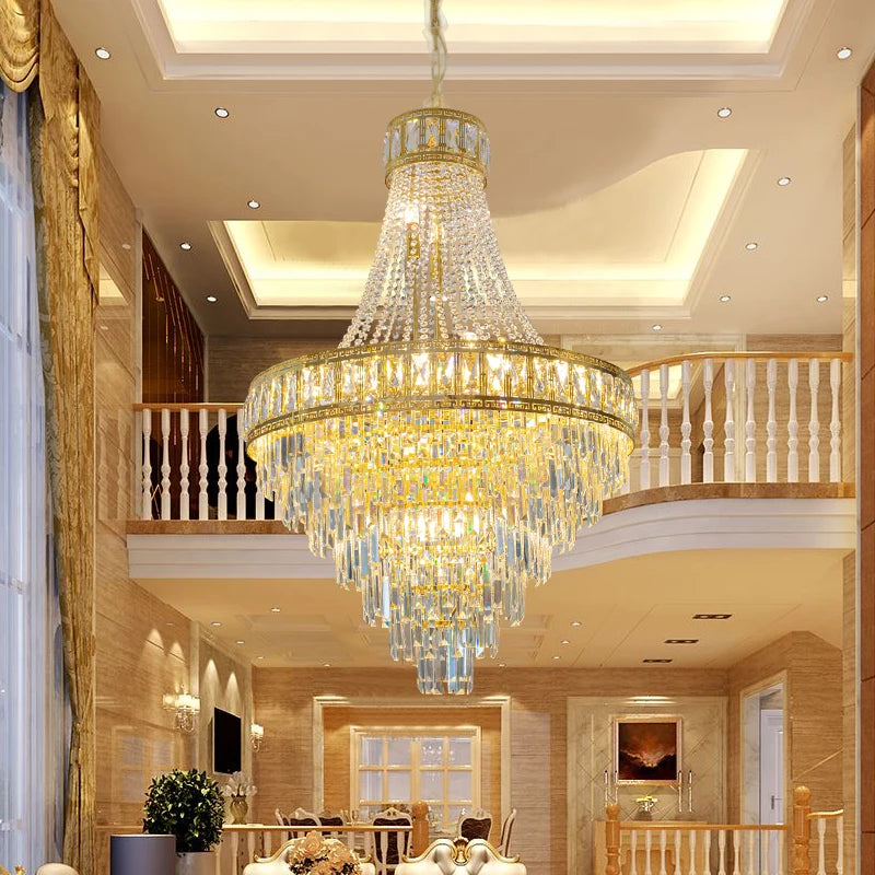 Modern Chandelier Round Living Room Decoration Banquet Hall Large Gold Luxury Crystal Light