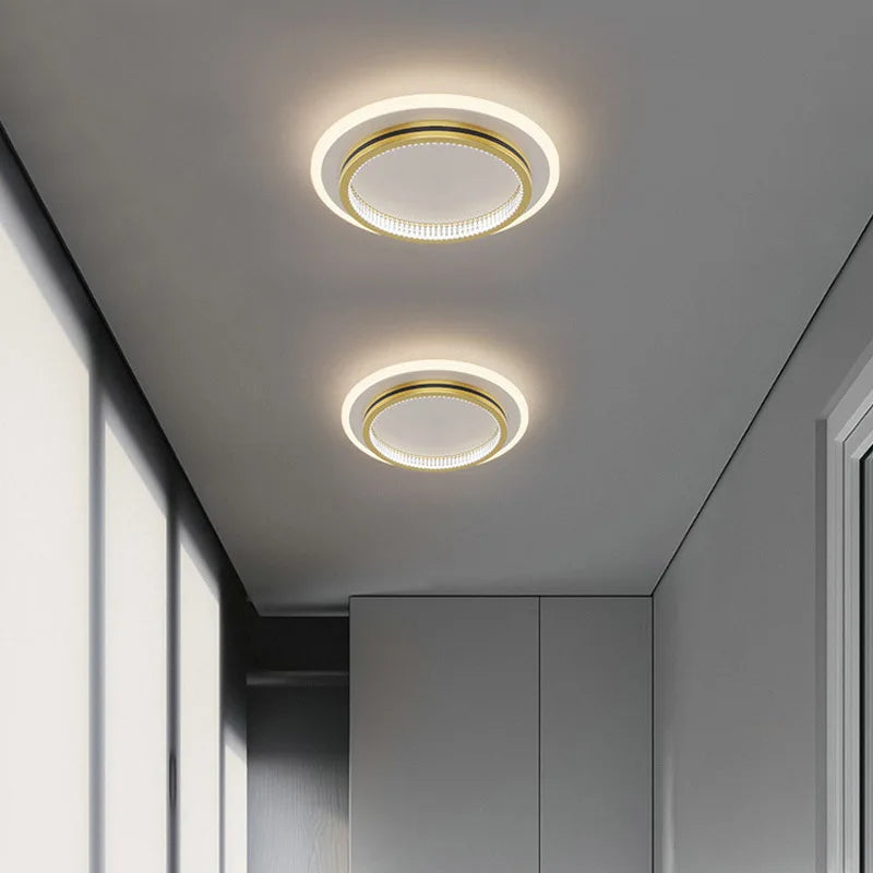 Modern LED Ceiling Light for Home Entrance - Round and Square Crystal Lampshade Fixtures