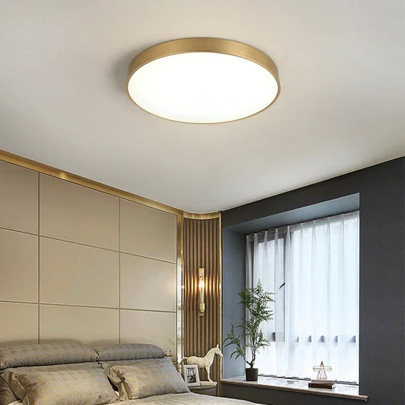 Modern LED Corridor Ceiling Light Lamps - Simple Golden Round