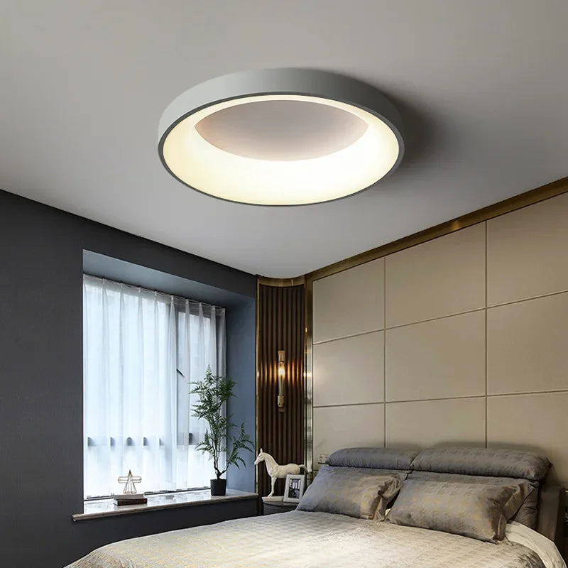 Modern LED Ceiling Lamp - Stylish Polished Steel Lighting Fixture for Living Room, Dining, Bedroom, and Corridor