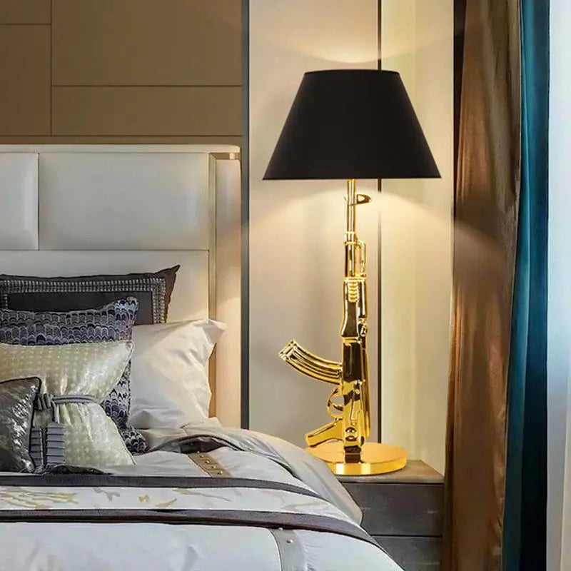 Modern Gold Chrome AK47 Table Lamp: Guns Table Lamp Design for Bedroom Living Room Bar Decoration