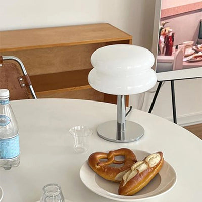 Glass Egg Tart Table Lamp – Dimmable USB-Powered Ambient Light for Bedroom, Living Room, and Home Office