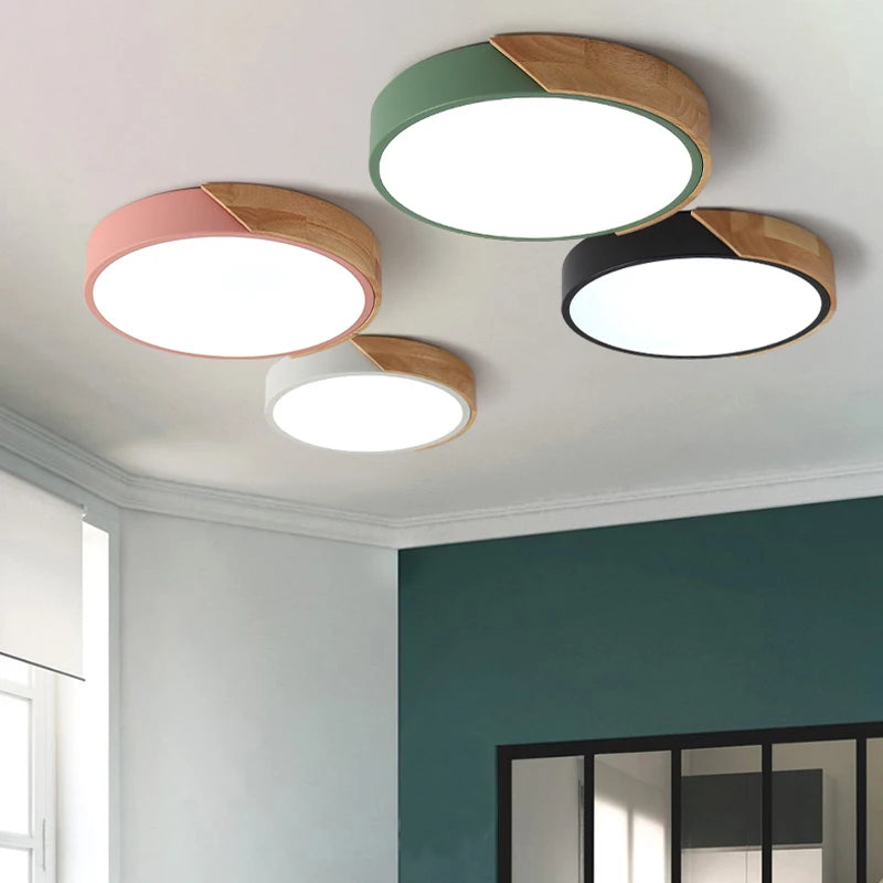 Nordic Log Decor Macaron LED Ceiling Lamp