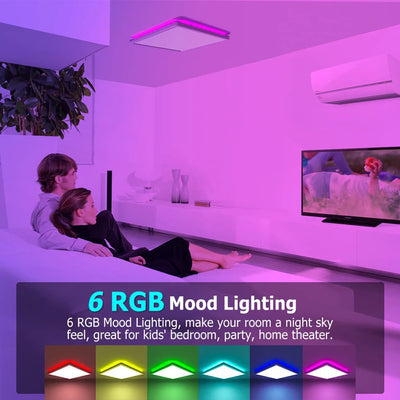 Energy-Saving LED Ceiling Lamp Flush Mount with Dimmable Brightness for Living Room