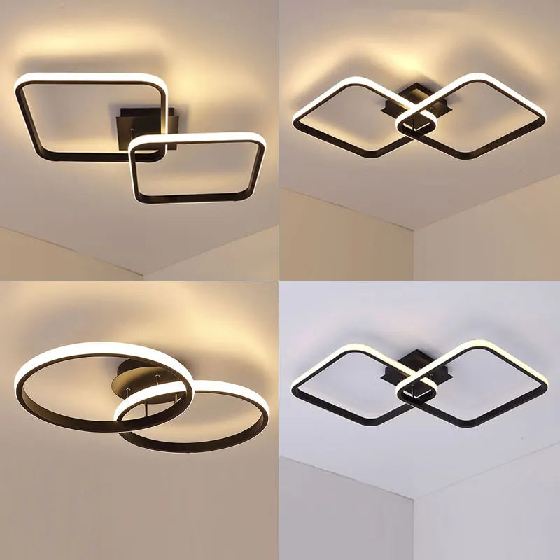 Square Modern Chandelier LED Home Ceiling Mounted Lighting for Living Room, Corridor, Bedroom, Kitchen