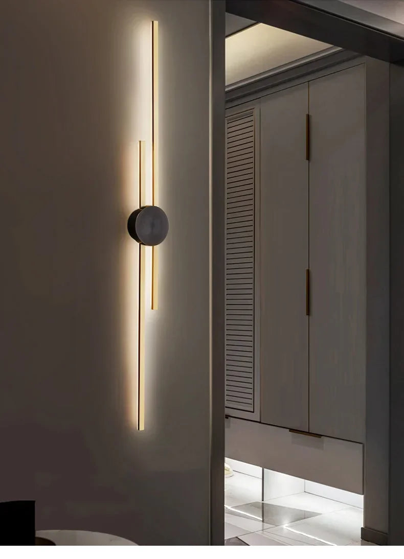 Light Luxury LED Bedside Wall Light - Contemporary Copper Wall Lamp for Bedroom, Living Room