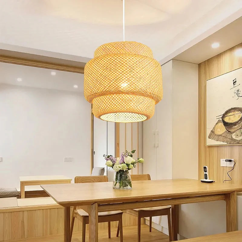 30cm Modern Bamboo Pendant Light - Handcrafted Elegance for Rustic Charm