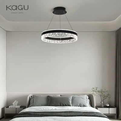 Minimalist Modern LED Chandelier: Elegant Crystal Ring Lighting for Home