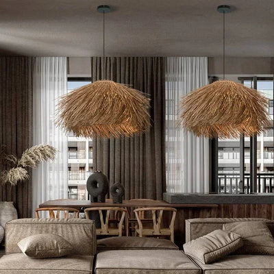 Hand-Woven Rattan LED Chandelier: A Touch of Japanese Wabi Sabi Elegance