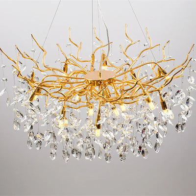 French Luxury Branch Crystal Chandelier - American Dining, Living Room Gold LED Ceiling Lamp