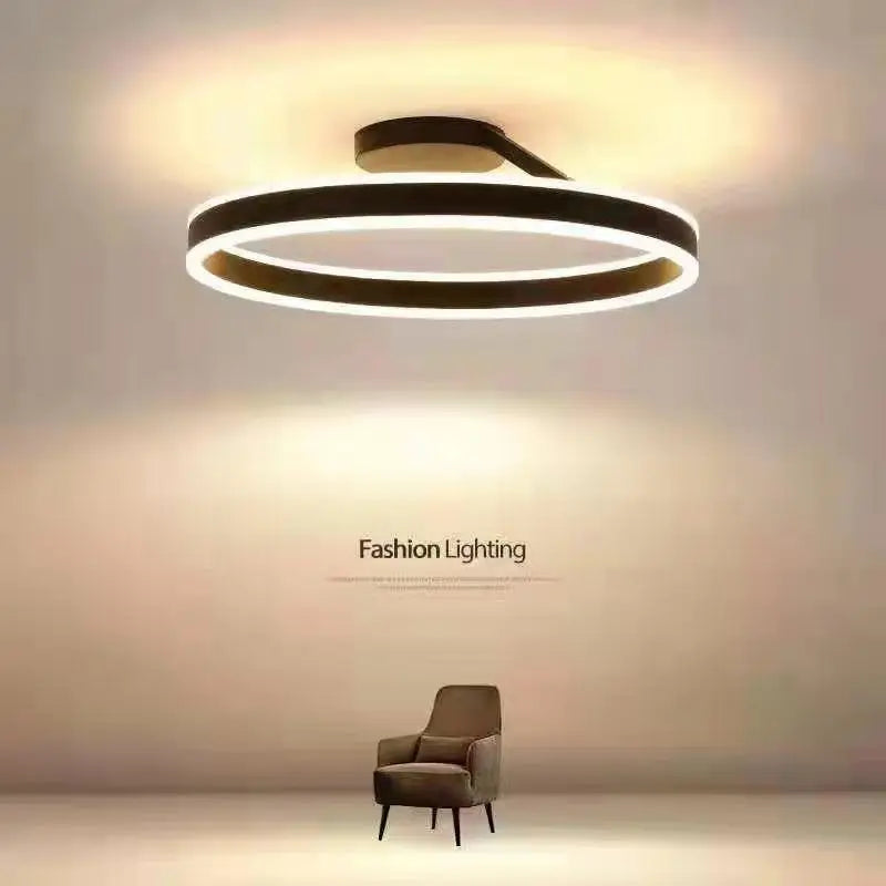 Nordic Ring LED Ceiling Chandelier – Dimmable Modern Pendant Light for Dining Room, Living Room, and Bedroom