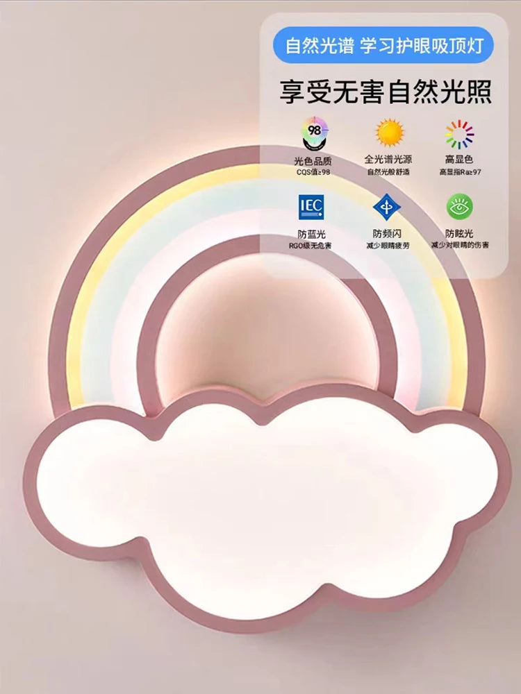 Cartoon Rainbow Clouds Ceiling Lamp - Warm and Cheerful Light Fixture for Children's Rooms