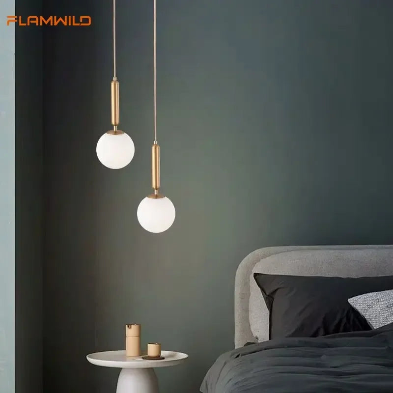 Nordic Creative Glass Ball Pendant Lamp - Simple Design for Versatile Room Lighting