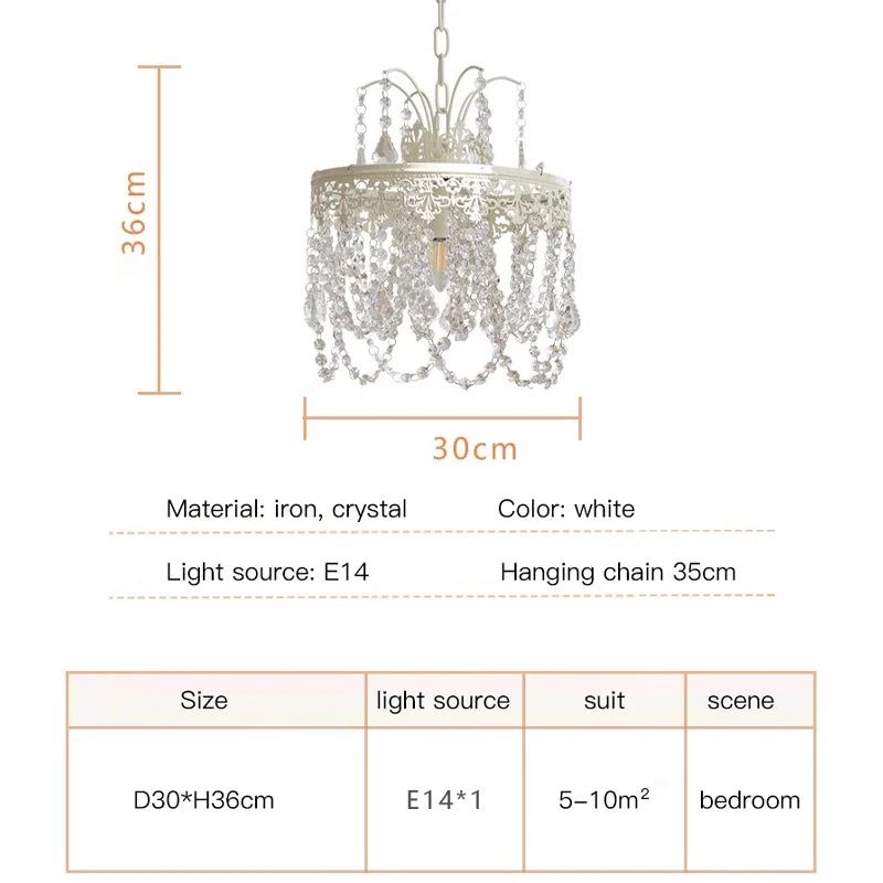 French Country Iron Crystal Pendant Lamp: Charming Lighting for Any Space